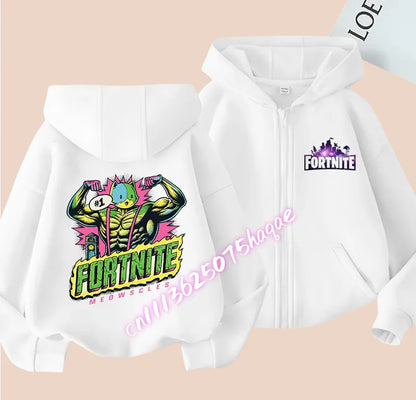Autumn New Fortnites Children Hoodies Coat Cartoon Game Character Printed Zip Up Hoodie Child Jacket Winter Kids Boys Clothes