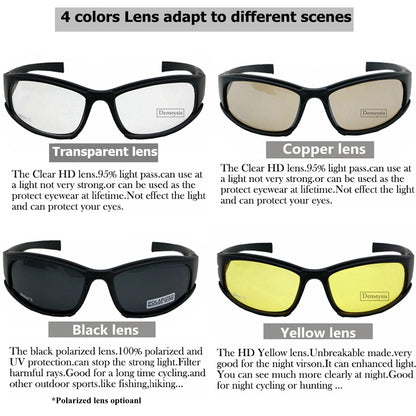 Polarized Tactical Glasses 4 Lens Kit Outdoor Hiking Cycling Fishing UV400 Sunglasses Hunting Shooting Airsoft Paintball Goggles