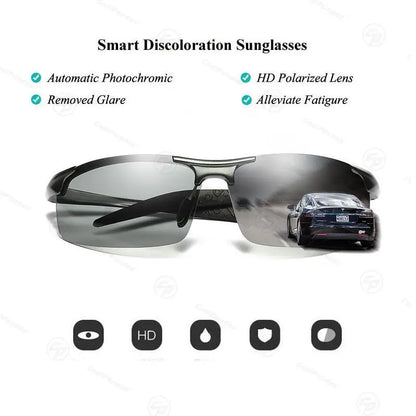 CoolPandas Photochromic Sunglasses Men Polarized Rimless Outdoor Sport Driving Glasses Day Night Chamelon Goggle zonnebril heren