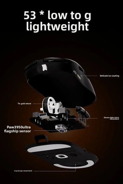 Rato Gaming Bluetooth Sem Fios ATK Dragonfly A9, Design Ergonómico, Resposta Rápida, PAW3950 Ultra, 800mAh, Leve, 8KHz, eSports