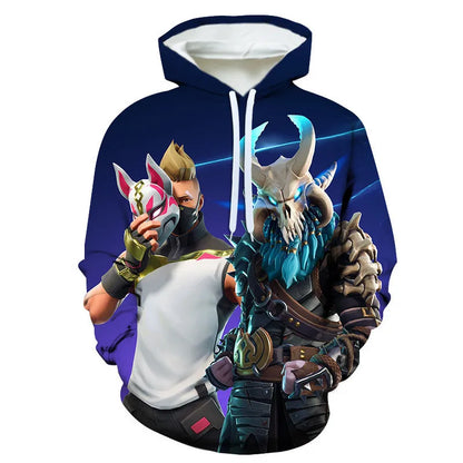 Children's Fortnite 2024 Sweatshirt, 3D Digital Printed Hoodie, Men's and Women's Pullover Jacket, Long Sleeve Children's Gift