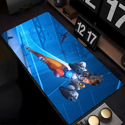 Overwatch Genji podloga za miš s HD ispisom za računalne igrače, prošiveni rub, neklizajuća podloga XXL90x40cm za tipkovnicu i PC stol
