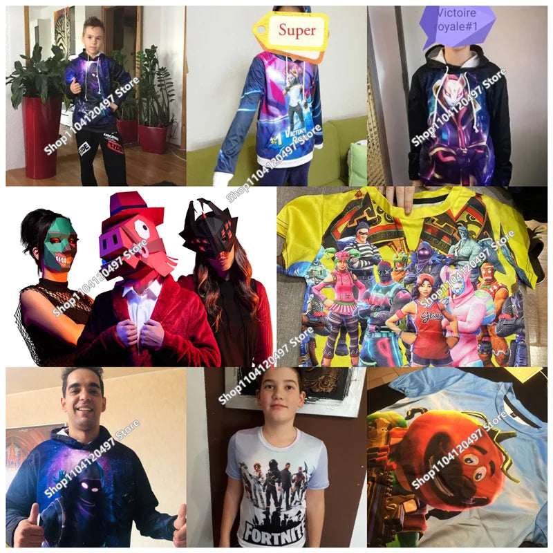 Sudadera con capucha casual estampada para hombre, mujer y niños Fortnite Couple Wear, para estudiantes, deportes al aire libre, manga larga sencilla