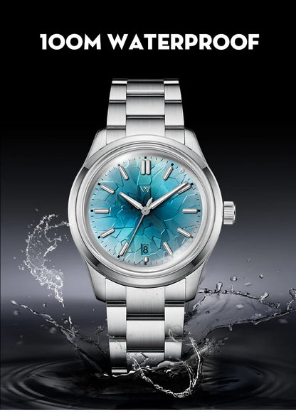 WM Watch Automatic Mechanical Watch NH35 Glacier Series 100M Waterproof AR Coated Sapphire Welly Merck Watches For Man WM226