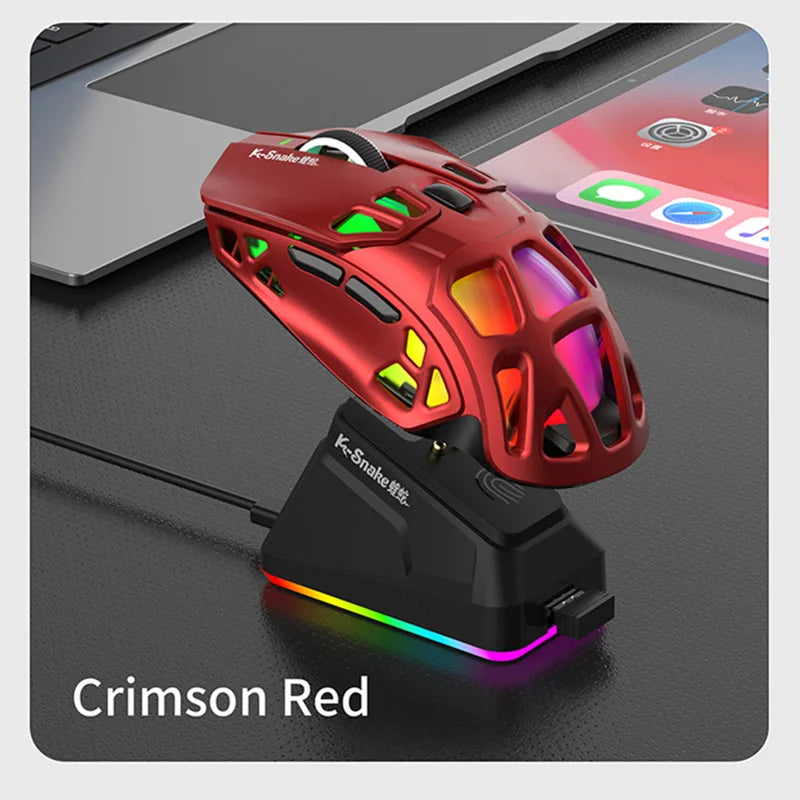 Lenovo Tri-Mode Gaming Mouse Wireless with RGB Charging Dock, 12000DPI Ergonomic Rechargeable Mouse, Bluetooth 2.4G USB Mouse for PC Laptop