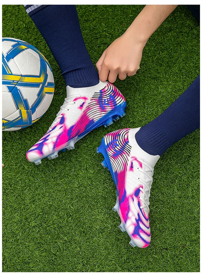 New Men’s Football Boots Outdoor Sneakers High-Quality Grass Cleats Soccer Shoes Boys Match Hot-Selling Non-Slip High-Top Light