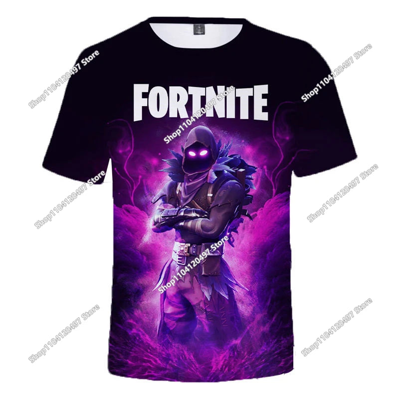 Zomer T-shirt voor kinderen, Battle Royale Fortnite Heldenoverwinning 3D, voor jongens en meisjes, babykleding