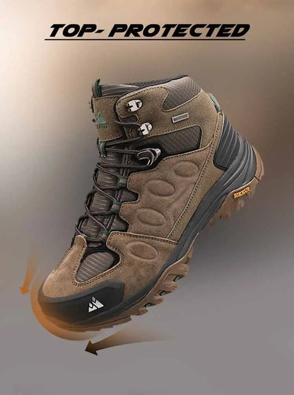 HIKEUP High-Top Herren-Wanderstiefel Winter Outdoor Schuhe Schnürung Rutschfeste Sportliche Freizeit-Trekkingstiefel Herren Wildleder Warme Schuhe
