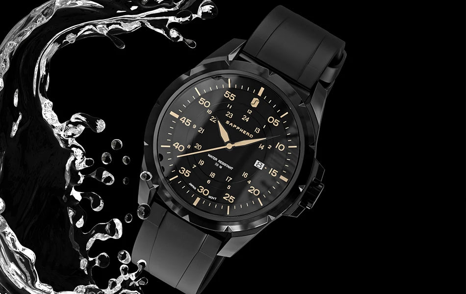 Reloj para hombre SAPPHERO: reloj de cuarzo de lujo, resistente al agua hasta 50 m, equipado con un mecanismo importado y una caja de acero inoxidable. Una idea de regalo ideal para hombre.