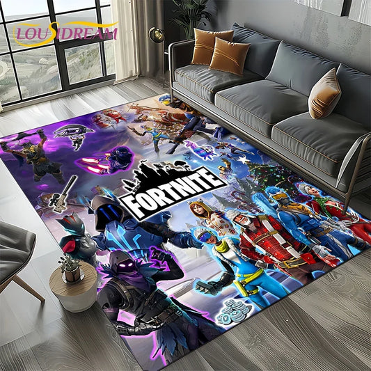 Tapete 3D F-Fortnite Cartoon 2025 Games para Sala de Estar, Quarto e Decoração de Sofá em Casa, Tapete de Área de Brincadeira para Crianças, Tapete de Chão Antiderrapante
