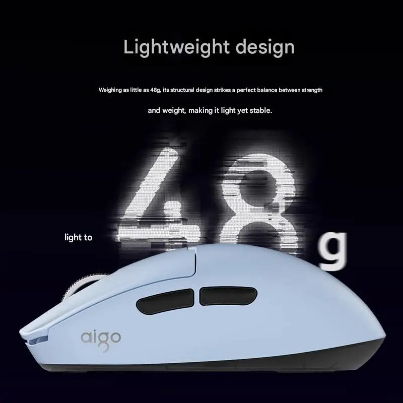 Mouse wireless Bluetooth Aigo GM80 PLUS PRO PAW3311/PAW3395 leggero 1000HZ cablato a tre modalità per gaming ed e-sport, regalo