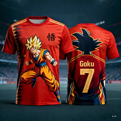 T-shirt casual Dragon Ball de verão 2026 para homem, com estampado 3D, manga curta, corte largo, respirável, para mulher e criança, estilo desportivo