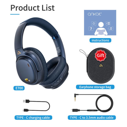 1Mii E700 Wireless Bluetooth Headphones LDAC Lossless Hi-Res Sound, ANC Active Noise Reduction, HIFI Stereo Gaming Headset, 65H