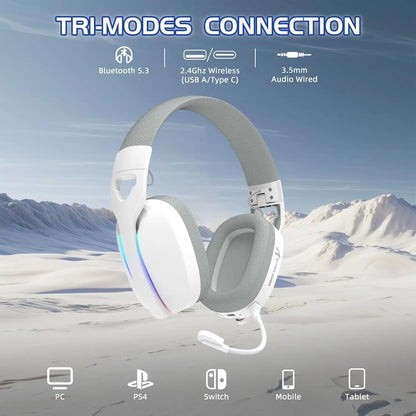 Cuffie da gaming wireless MAMBASNAKE x ATTACK SHARK L90 RGB – Cuffie da gaming pieghevoli Tri-Mode Bluetooth 2.4G wireless e cablate con microfono rimovibile