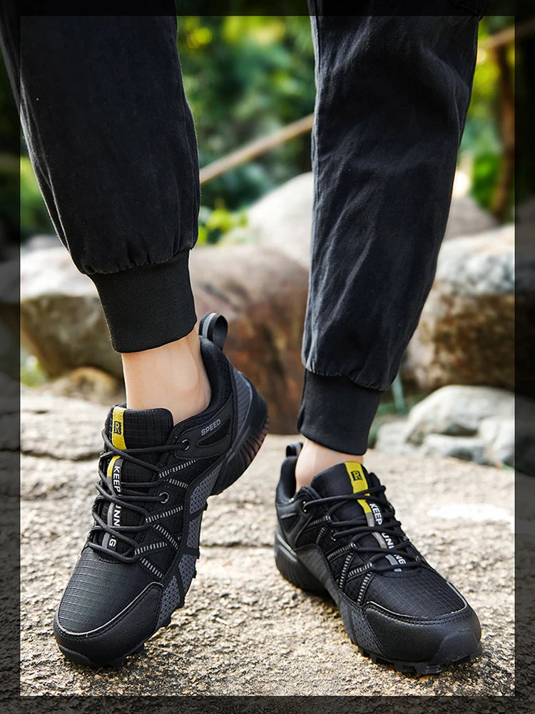 Men's hiking shoes, all-terrain outdoor sports shoes, breathable mesh, non-slip, wear-resistant hiking shoes, outdoor cycling shoes