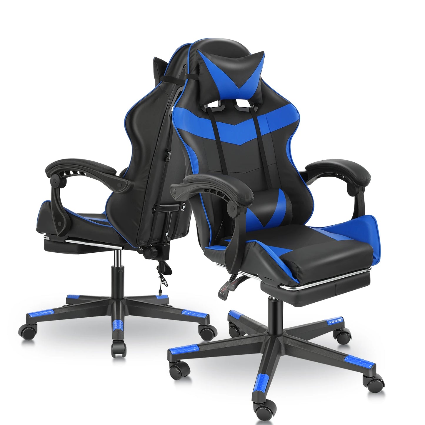 Ergonomic Gaming Chair with Massage Function, Height Adjustable Office Chair Computer Chair with Armrests Headrests, up to 150KG