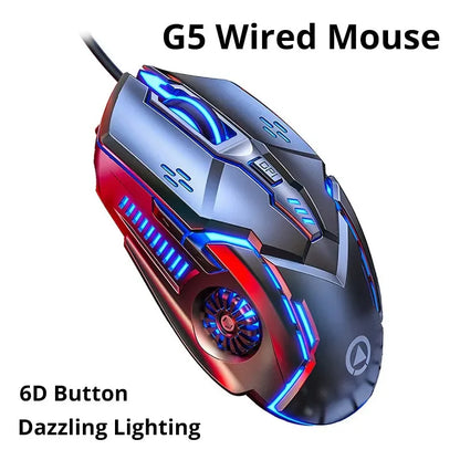 G5 Mute laidinė pelė su šešiais mygtukais ir apšvietimu, e. sporto žaidimų mechaniniai kompiuterio priedai, žaidimų pelė nešiojamajam ir stacionariajam kompiuteriui