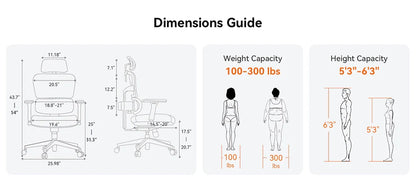 NEWTRAL NT001 Ergonomic Office Chair with Auto-Following Lumbar Support, 3 Recline Angles, Adjustable Backrest Armrest Headrest