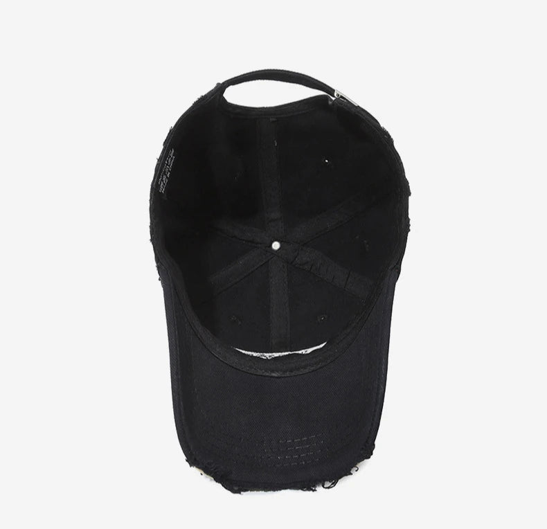 Vintage Old Hole Embroidery Letters Cowboy Baseball Cotton Soft Top Men's and Women's Spring and Summer Casual 56-60cm Sun Hat