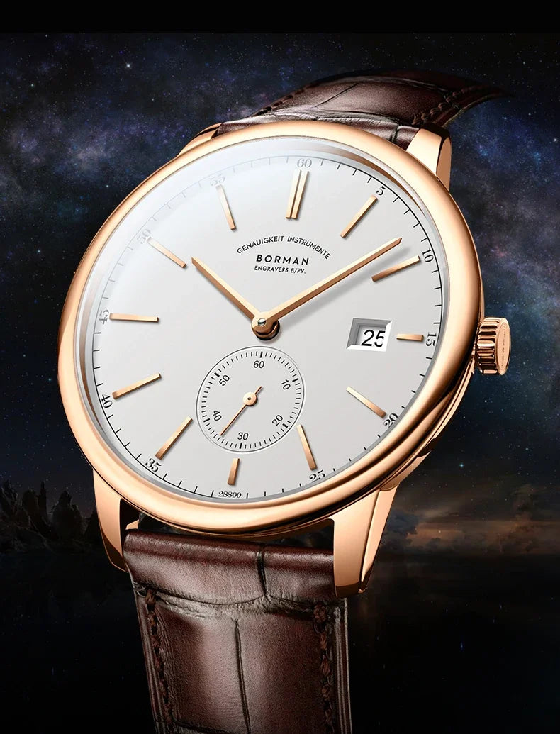Reloj BORMAN BM3817 TOP nuevo de 42 mm, reloj de lujo para hombre, automático mecánico, cristal de zafiro, ultrafino, impermeable 50M, con subesfera