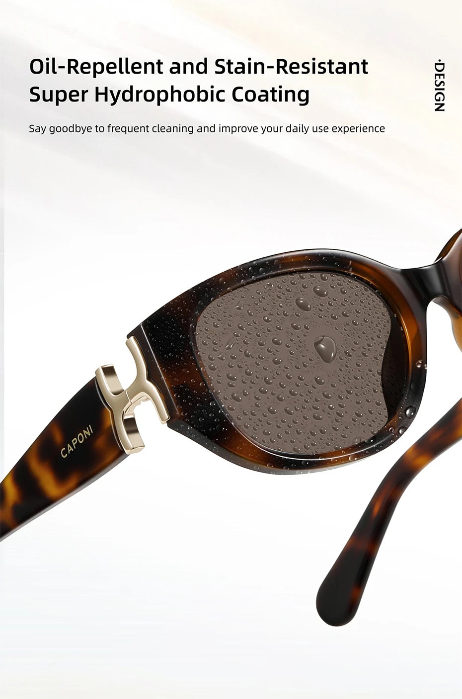 CAPONI New Polarized Women Sunglasses Fshion Luxury Acetate Outdoor Original Design Eyewear UV400 Protection Brown Shade CP36023