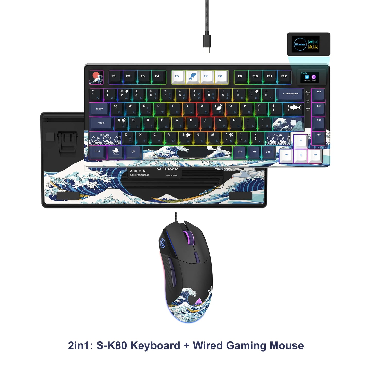 Womier SK80 Green 75% Keyboard with Color OLED Display Mechanical Gaming Keyboard Gasket Mounted RGB Hot Swap Custom Keyboard