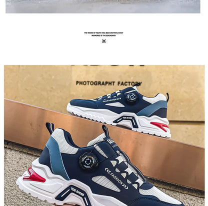 Koreanische Herren-Sportschuhe mit drehbarer Schnalle, modische Freizeitschuhe für alle Jahreszeiten, weiche rutschfeste Sohle, Outdoor-Laufschuhe, Studenten-Sneaker