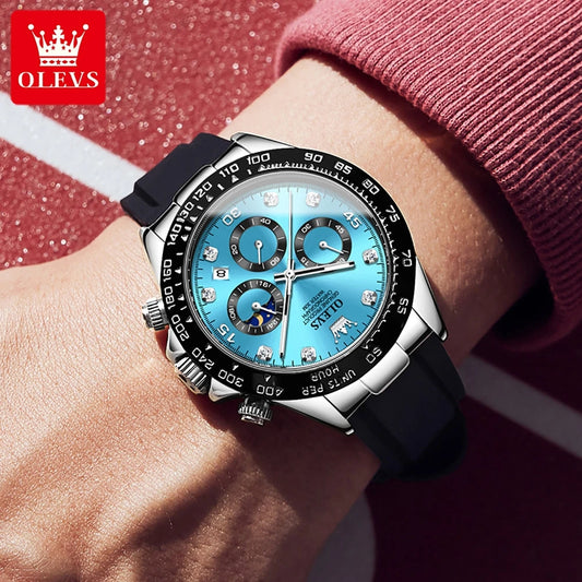 Montre pour homme OLEVS – Montre à quartz de luxe, étanche et luminescente, dotée d'un chronographe et d'un affichage de la date – Montre de sport pour homme d'une grande marque
