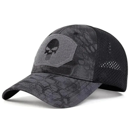 Militärische Trainingsmütze im Camouflage-Karo-Design für Frühling und Sommer, Outdoor-Sport, Sonnenschutz, Netzmütze, lässige Schirmmütze