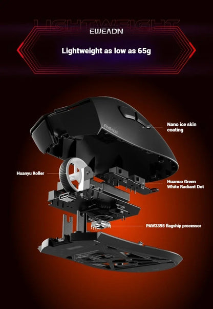 EWEADN A5 Pro Ultra wireless Lightweight Mouse Three-mode Paw3395/3311 22K/26KDPI Low Latency Gaming Mouse