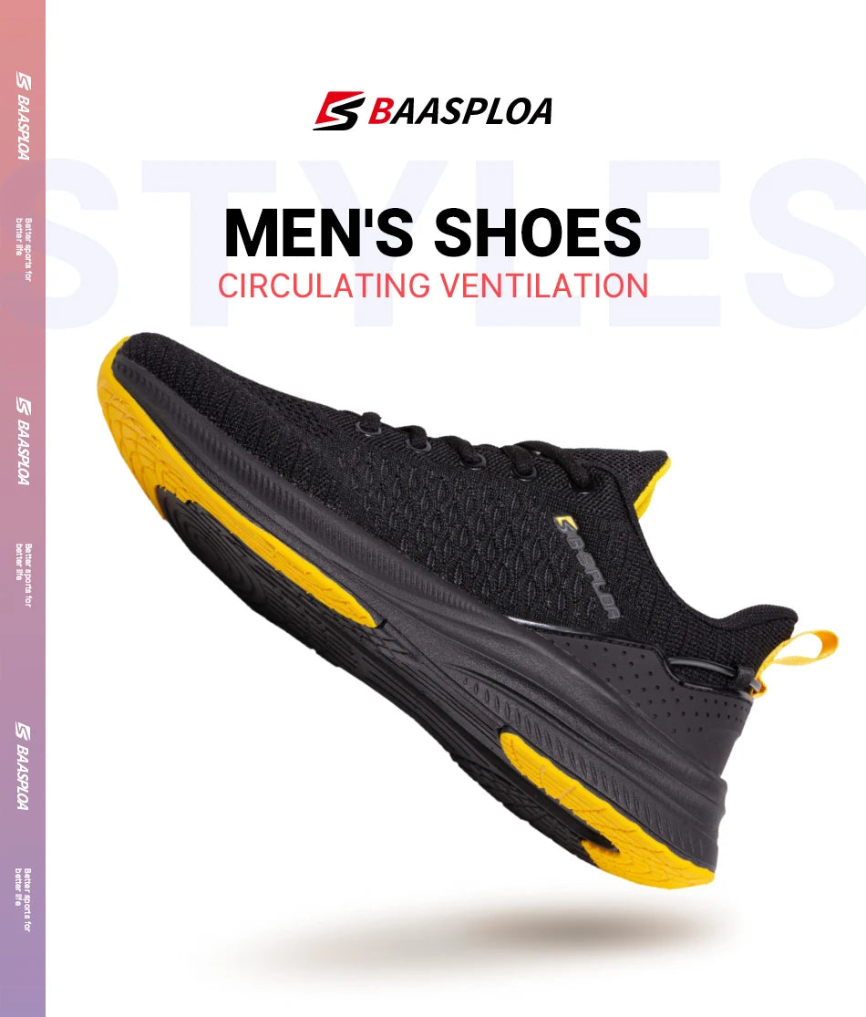 Baasploa Herren-Laufschuhe, neue atmungsaktive Mesh-Sport-Sneaker, Übergrößen 41-48, klassische Freizeitschuhe für Herren, rutschfest, Outdoor-Komfort