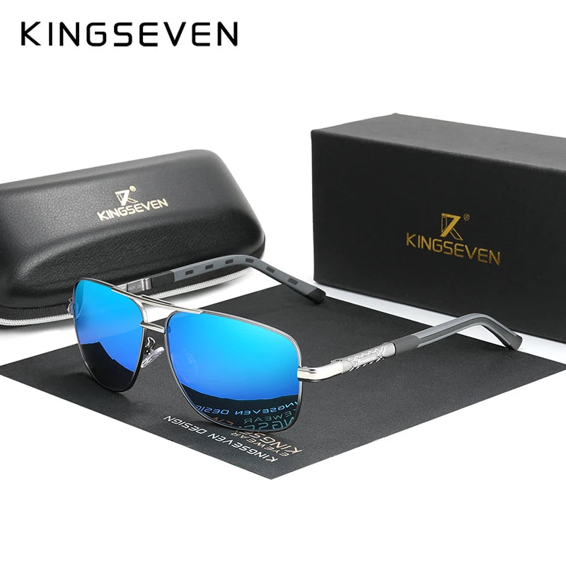 KINGSEVEN 2023 Aluminum Pilot HD Polarized Sunglasses Men Women Fashion Frame Male Sun Glasses For Driving UV400 Mirror