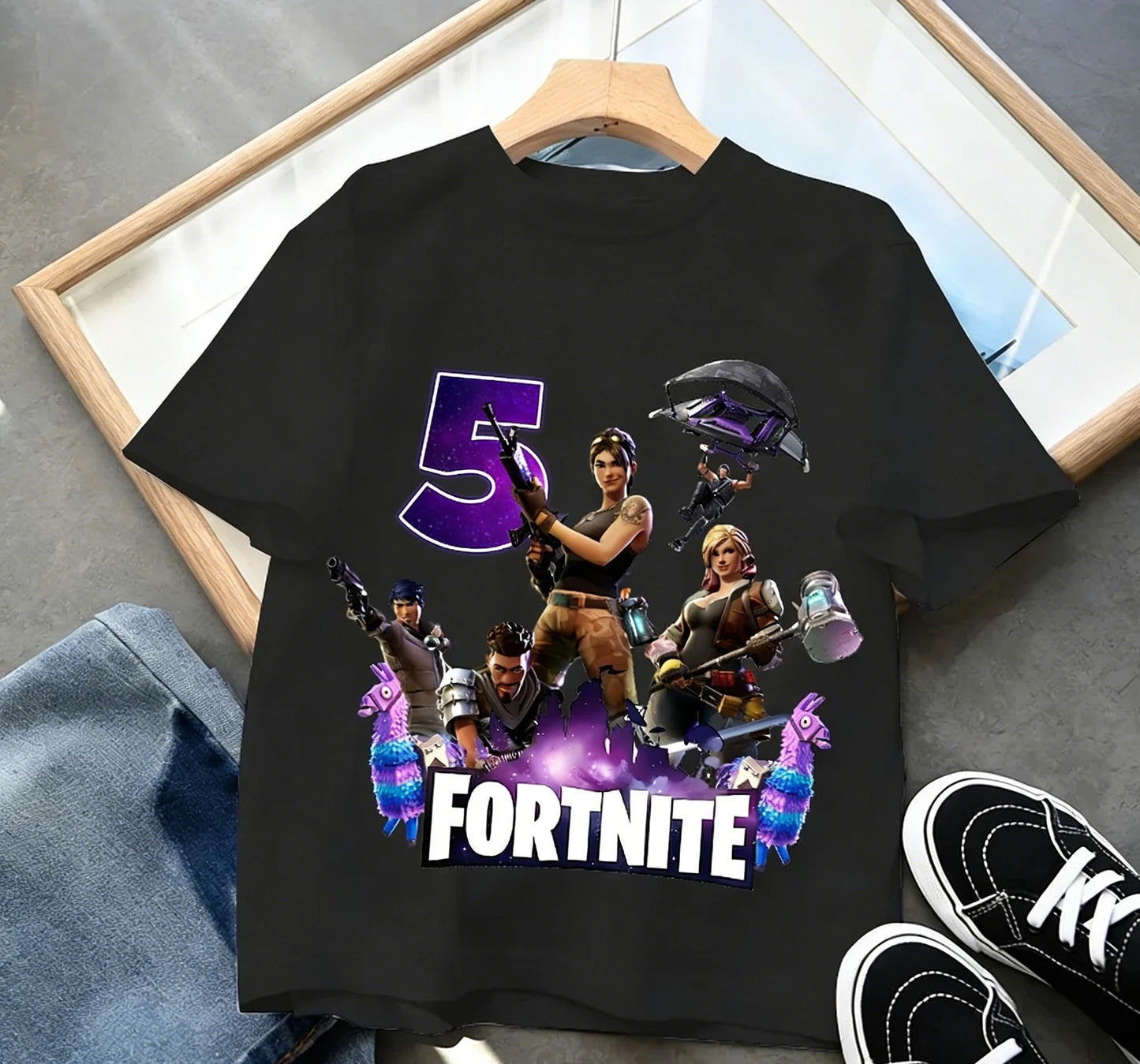 Fortnites Children Birthday Number T Shirt Girls Boys Summer Clothes Baby Cotton Tee Shirts Party Short Sleeve Tops Toddler Gift