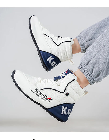 Baskets montantes décontractées avec motif gaufré tendance, souples et amortissantes, polyvalentes pour les trajets quotidiens, chaussures de sport unisexe rehaussantes et tendance 9