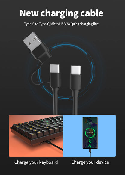 Teclado Mecânico Gaming RK Royal Kludge RK61 2.4G Sem Fios Bluetooth Tri-Mode 61 Teclas RGB Retroiluminado Mini Hot-swappable