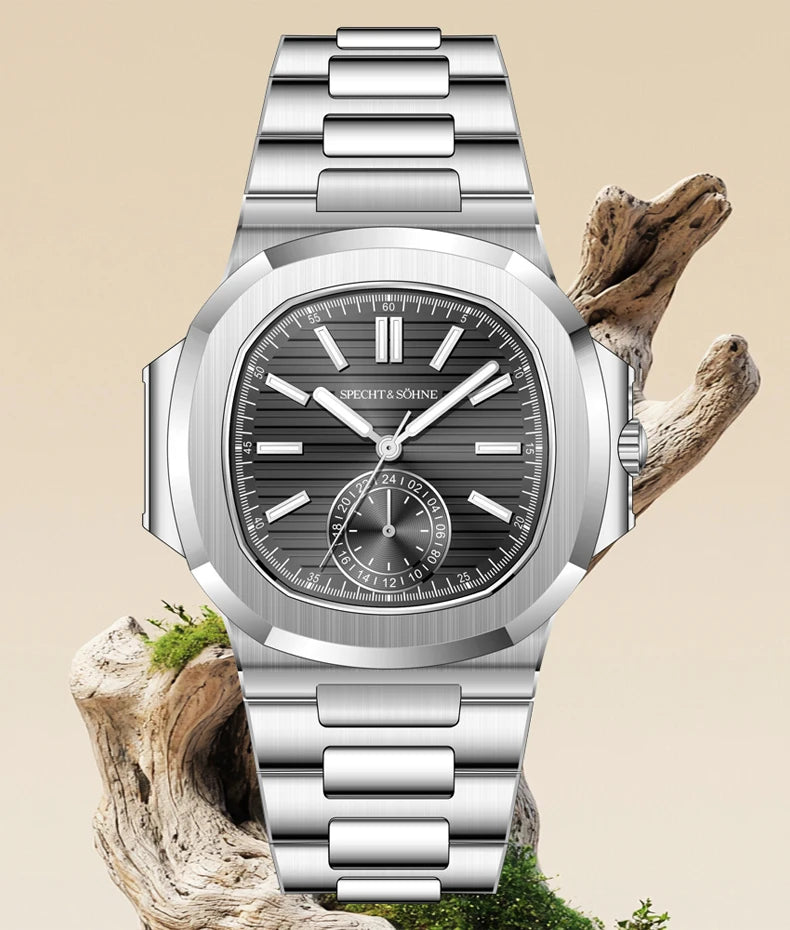 Relógio masculino ultrafino Specht & Söhne New Classic 40.8MM, movimento Japan VH60, vidro de safira, relógio desportivo 5980, resistente à água 50M