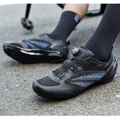 Sapatos de ciclismo MTB para homem e mulher T03 roxos respiráveis, de velocidade, autoblocantes, para ciclismo de estrada, corrida ao ar livre e treino
