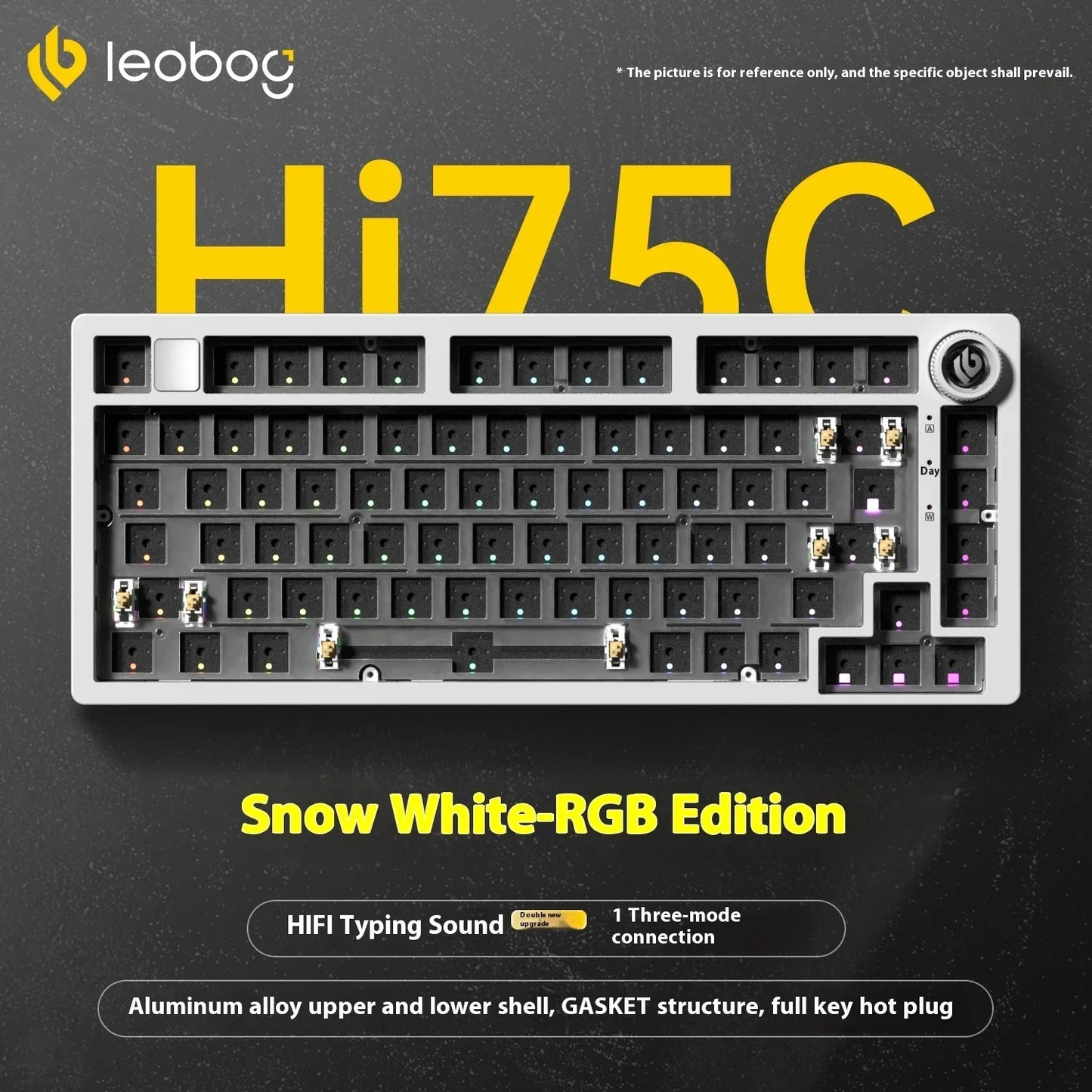 LEOBOG Hi75C Mechanical Keyboard 3Mode/Wired kit Hot Swap With Knob RGB Aluminium Alloy Gasket Hi75C Keyboard Kit PC Custom Gift