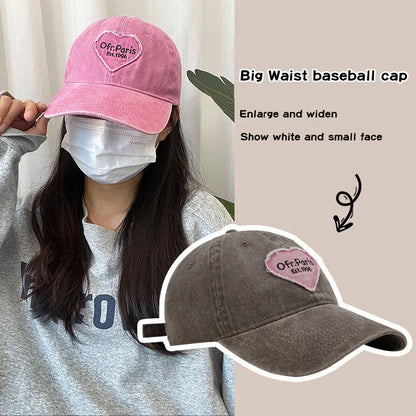 Heart Letter Embroidery Baseball Cap For Women Washed Cotton Snapback Sun Hat Spring Summer Ajdustable Girl Peaked Caps