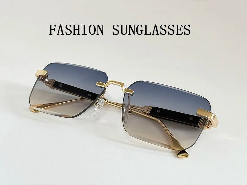 New 2024 Square Sunglasses Women Trendy Vintage Designer Rimless Sunglasses For Men Vacation Fashion Glasses Lentes De Sol Mujer