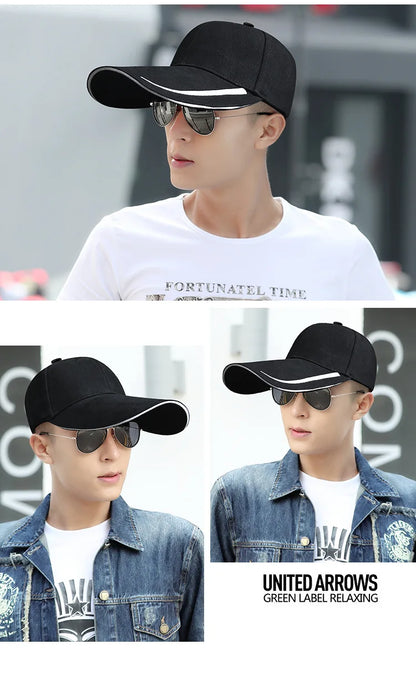 Peaked Hat Spring Summer 14cm Long Brim Sunscreen Fishing  Men Women Street Sunshade Outdoor Adjustable Cotton Golf Cap Trucker