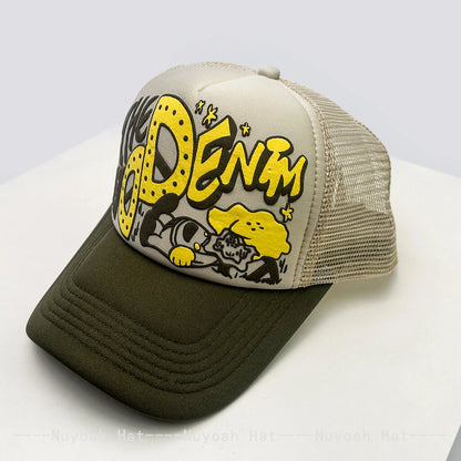 New Unisex Interesting 3D Printed Letter Baseball Hats Sunshade Cartoon Breathable Color Block Trucker Caps Mesh Versatile ins