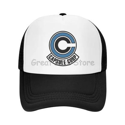 Capsule Corp Cappellini da baseball in rete Unisex Cappellino da camionista in stile hip-hop Cappellino da papà in stile anime DBZ Cappellino da corsa regolabile Cappellini da camionista estivi Cappellini snapback