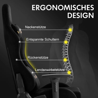 HAPIHAPPY Fashion Gaming Chair Genuine Computer Office Chair with Pocket Spring Cushion Linkage Armrests and Footrest Game Chair