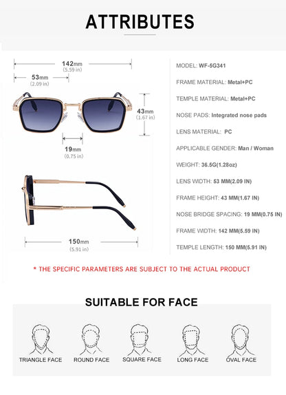 Polarized Classic Square Sunglasses Men 2026 Luxury Brand Steampunk UV400 Driving Sun Glasses For Male Trendy Small Frame Shades