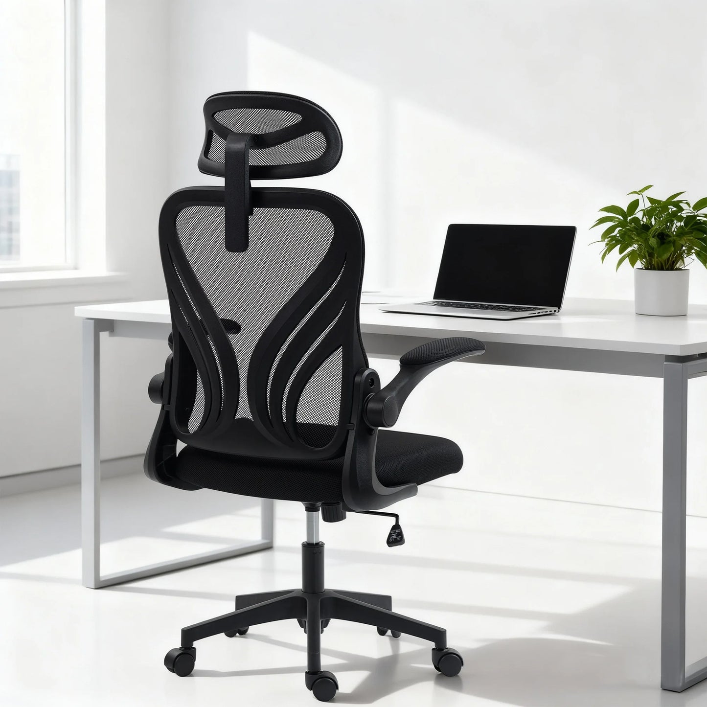HOMCOM Chair Ergonomic desk, Mesh desk armchair with Foldable Fold, 2D Headrest, Bracing, Bracing, so
