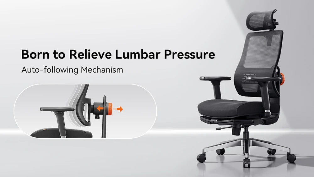 NEWTRAL MagicH-BPro Ergonomic Office Chair with Footrest, Auto-Following Backrest, Adjustable Lumbar Support, Executive Mesh Chair