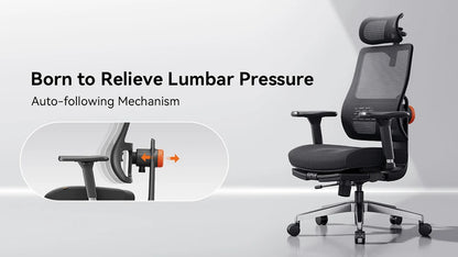NEWTRAL MagicH-BPro Ergonomic Office Chair with Footrest, Auto-Following Backrest, Adjustable Lumbar Support, Executive Mesh Chair