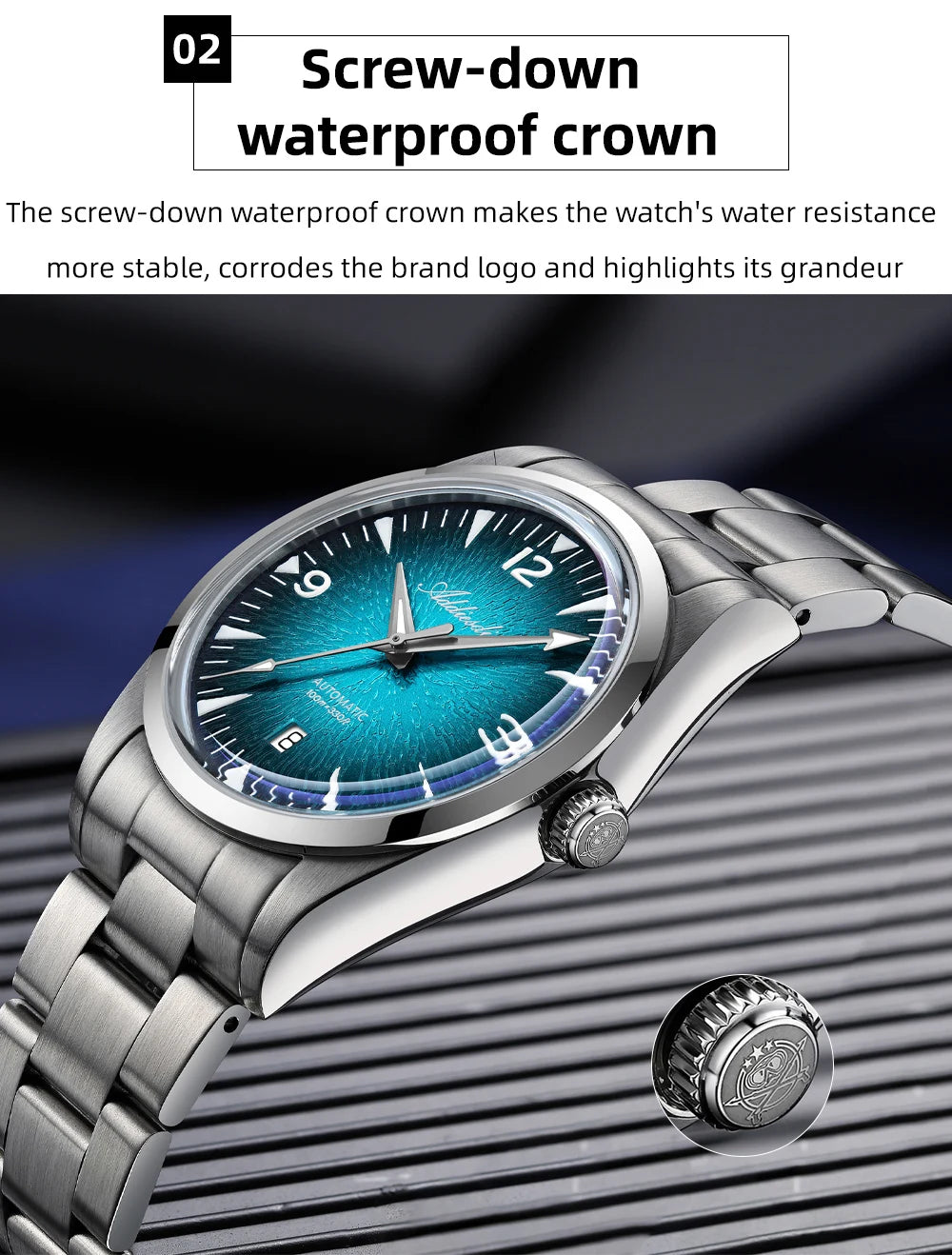 Orologio subacqueo da uomo ADDIESDIVE AD2508 luminoso, impermeabile 100M, in acciaio inossidabile 316L, movimento 8215, automatico meccanico