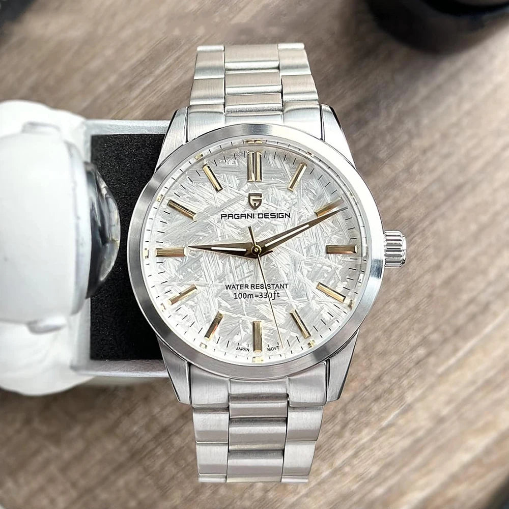 PAGANI DESIGN 40MM Meteorite Dial Men's Quartz Watches Luxury Business Sapphire 316L Stainless Steel 100M Waterproof Watch for Men